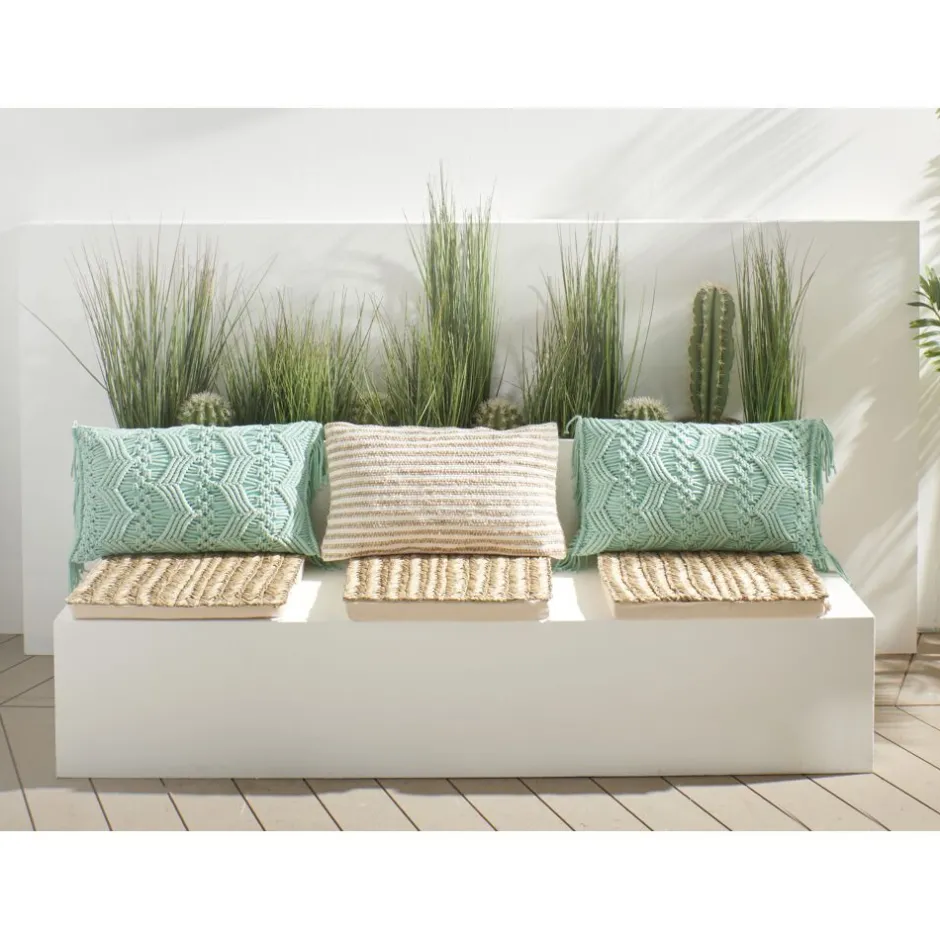 Coussin d'appoint Pomax | Tissu coton doux | Format 50x30 cm | Vert menthe rafraîchissant pour déco salon