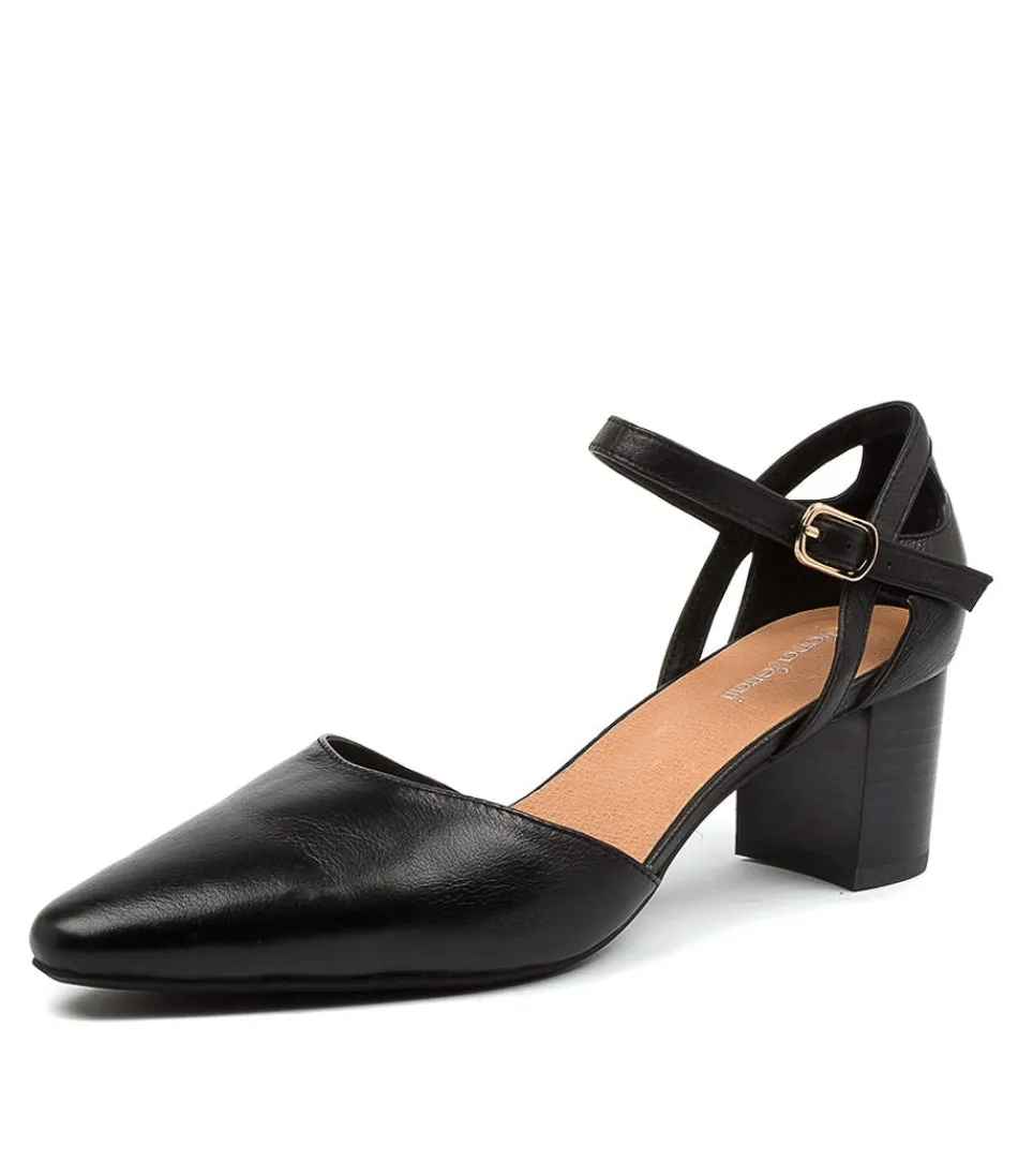 Escarpins femme Diana Ferrari - Modèle Loctavia en cuir noir verni à talon moyen, élégants pour sortie urbaine
