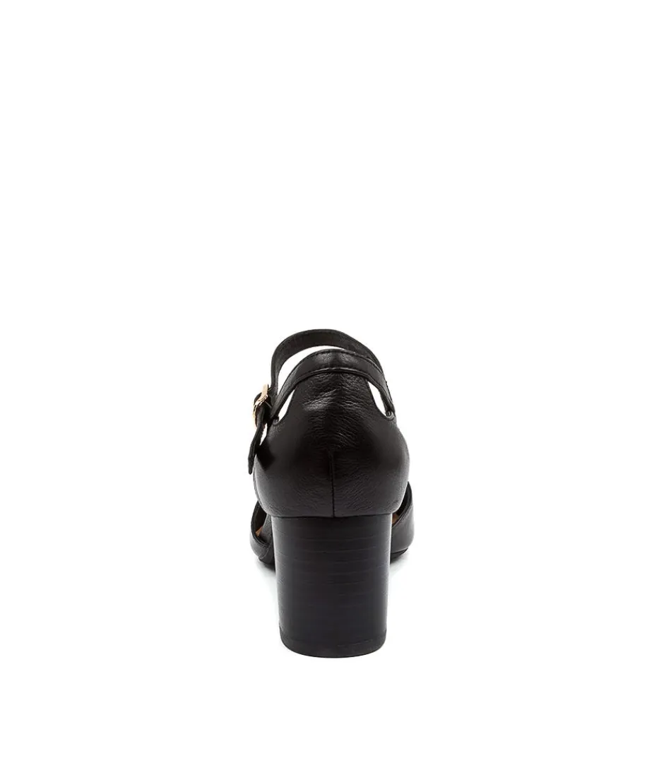 Escarpins femme Diana Ferrari - Modèle Loctavia en cuir noir verni à talon moyen, élégants pour sortie urbaine