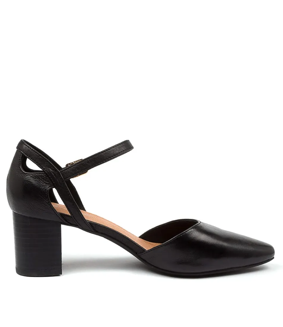 Escarpins femme Diana Ferrari - Modèle Loctavia en cuir noir verni à talon moyen, élégants pour sortie urbaine
