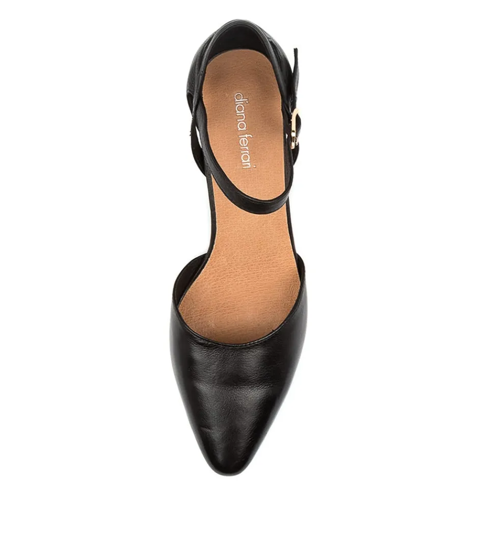 Escarpins femme Diana Ferrari - Modèle Loctavia en cuir noir verni à talon moyen, élégants pour sortie urbaine