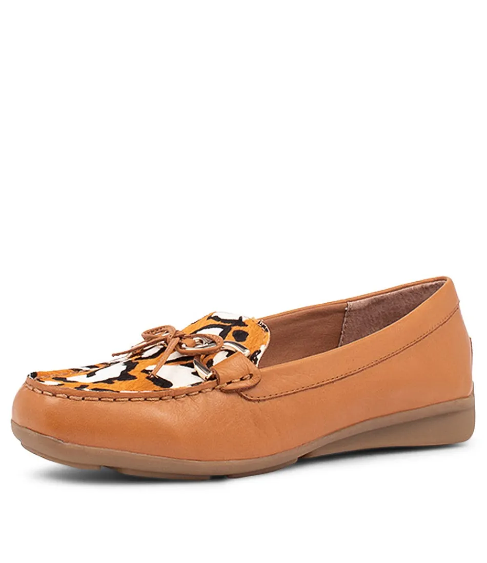 Moccasins Femme Ultra-Doux en Cuir Vachette Léopard - Style Décontracté avec Semelle Plate - Modèle Tan Lyins Élégant