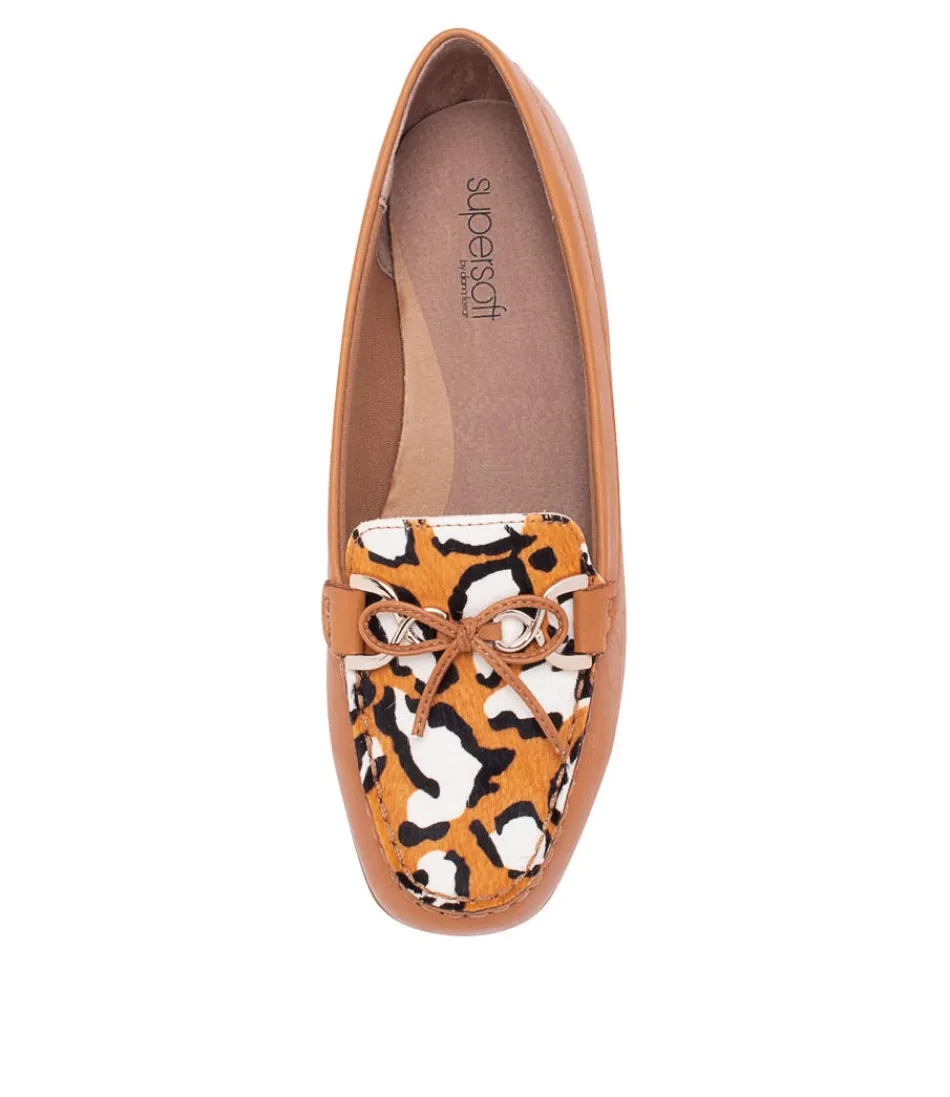 Moccasins Femme Ultra-Doux en Cuir Vachette Léopard - Style Décontracté avec Semelle Plate - Modèle Tan Lyins Élégant
