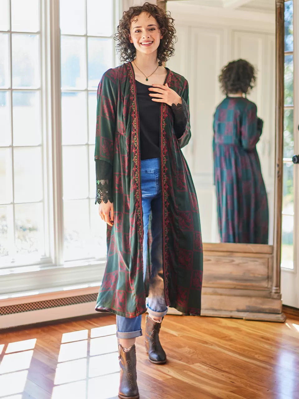 Élégante Veste Longue April Cornell - Style Bohème Léger pour Printemps