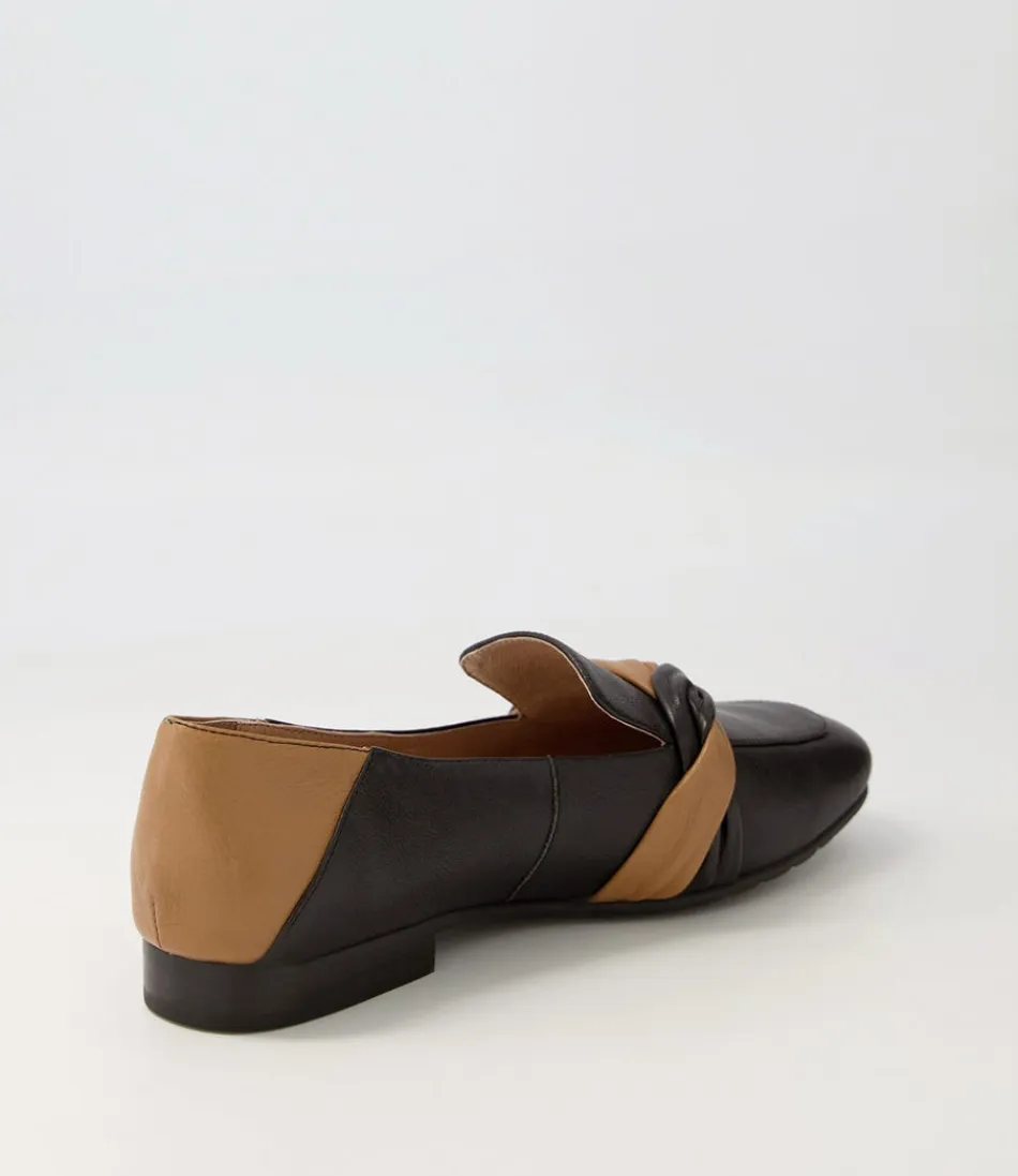 Mocassins Femme Luxe Majorca - Cuir Noir & Brun Foncé, Élégance Intemporelle & Confort Supérieur