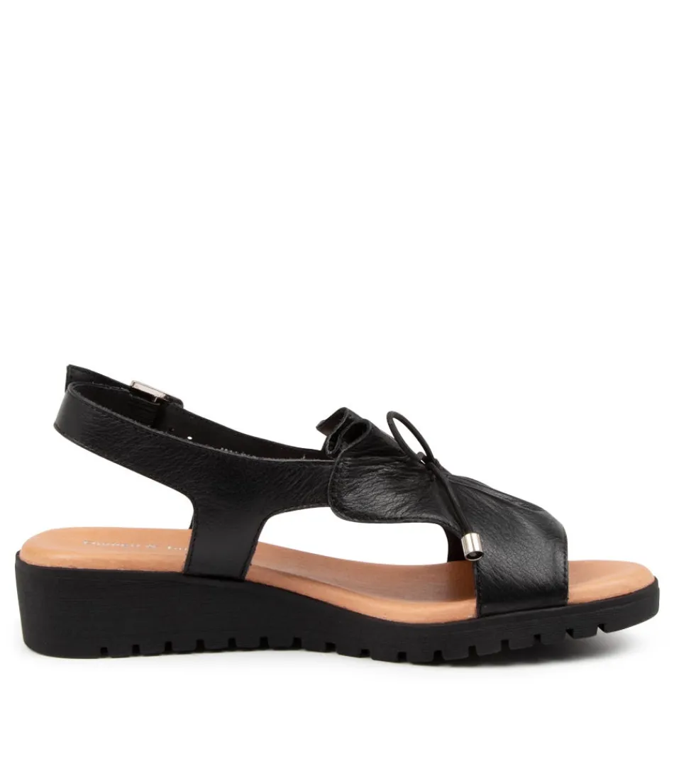 Bottines Femme DJANGO & JULIETTE - Talons compensés style rétro en cuir noir Malika - Marque italienne avec semelle confortable - Chaussures élégantes pour sorties urbaines