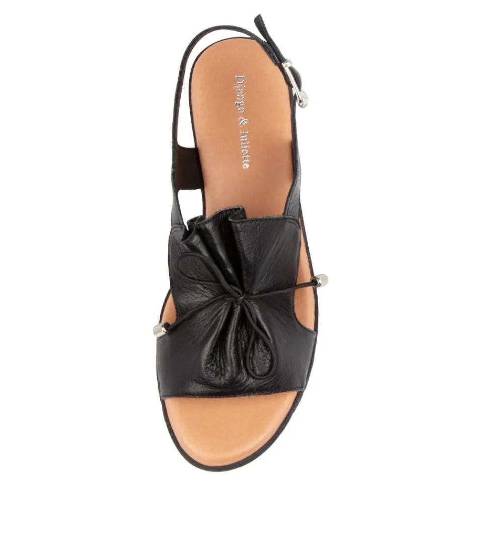 Bottines Femme DJANGO & JULIETTE - Talons compensés style rétro en cuir noir Malika - Marque italienne avec semelle confortable - Chaussures élégantes pour sorties urbaines