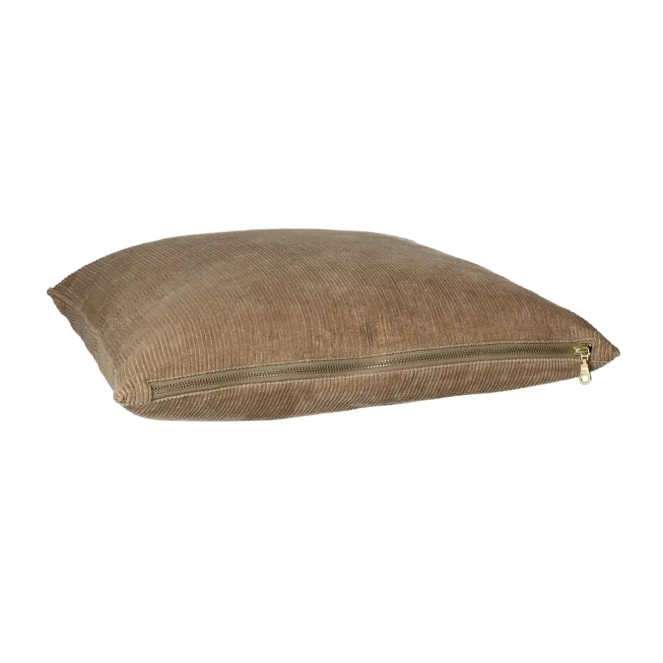 Coussin Manchester Velours Doux - Décoration d'intérieur élégante - Format carré 45x45 cm - Coloris beige chaud - Collection Pomax