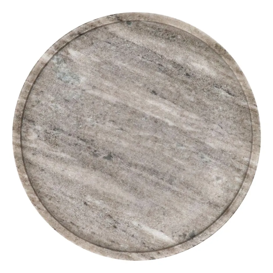 Assiette ronde en marbre Marmar - 30 cm de diamètre, design épuré gris anthracite - Plateau élégant pour présentation culinaire (Épaisseur 1,5 cm)
