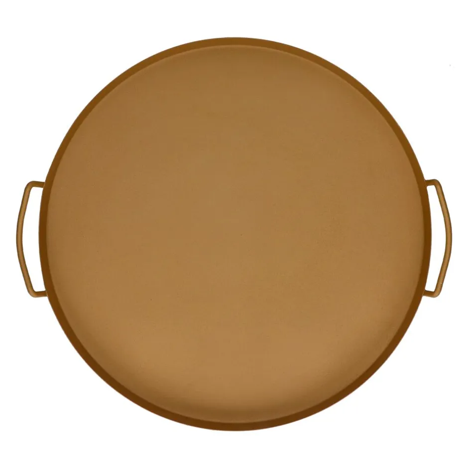 Plateau Déco Martin par Pomax Bols et Paniers - Métal texturé diamètre 51 cm - Hauteur 3 cm - Ton terre cuite chaleureux - Accessible en stock immédiat