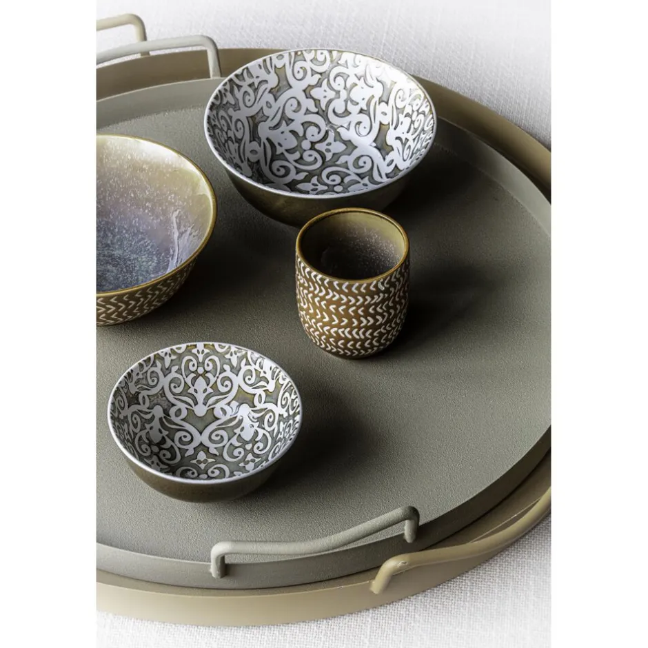 Plateau Déco Martin par Pomax Bols et Paniers - Métal texturé diamètre 51 cm - Hauteur 3 cm - Ton terre cuite chaleureux - Accessible en stock immédiat