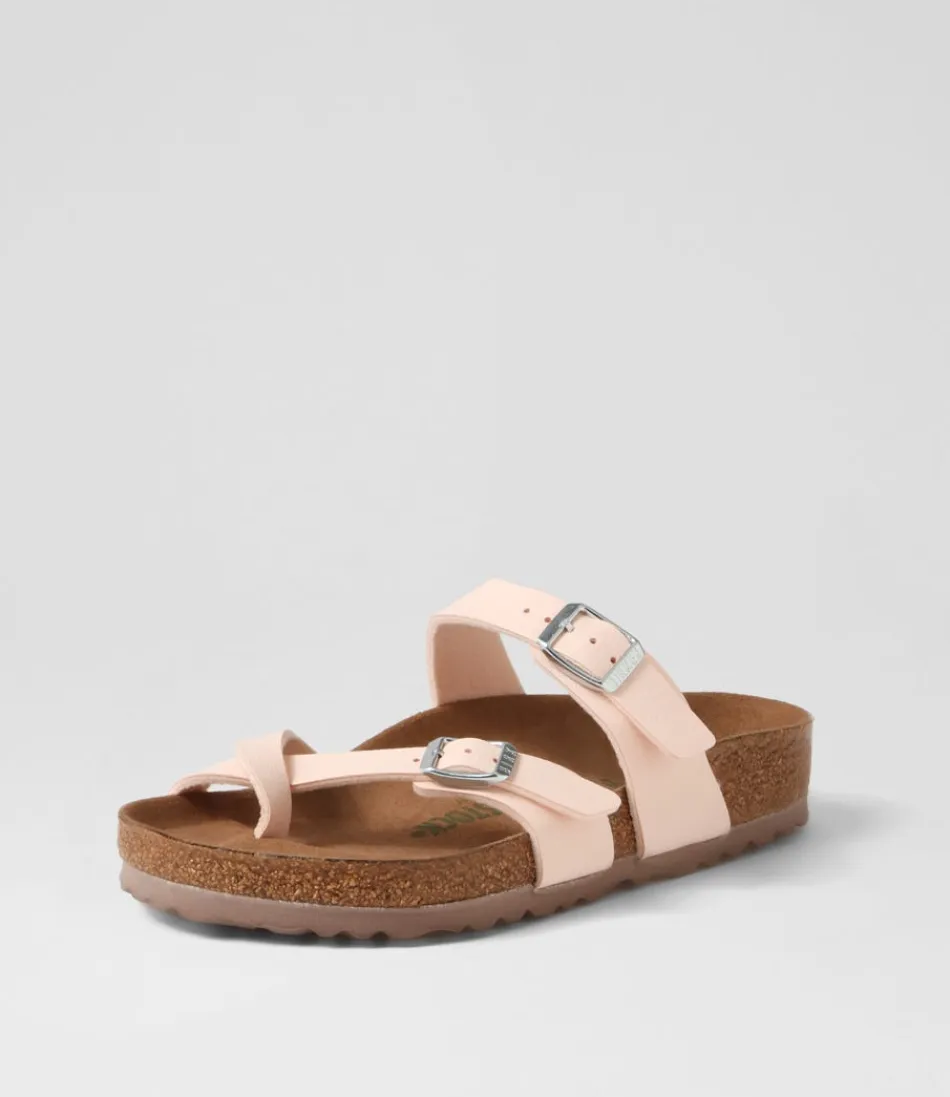 Sandales BIRKENSTOCK Mayari Femme - Confort Optimal en Cuir Végétal Respirant avec Semelle Birkibuc, Teinte Rosé Sable Tendance Printemps-Été