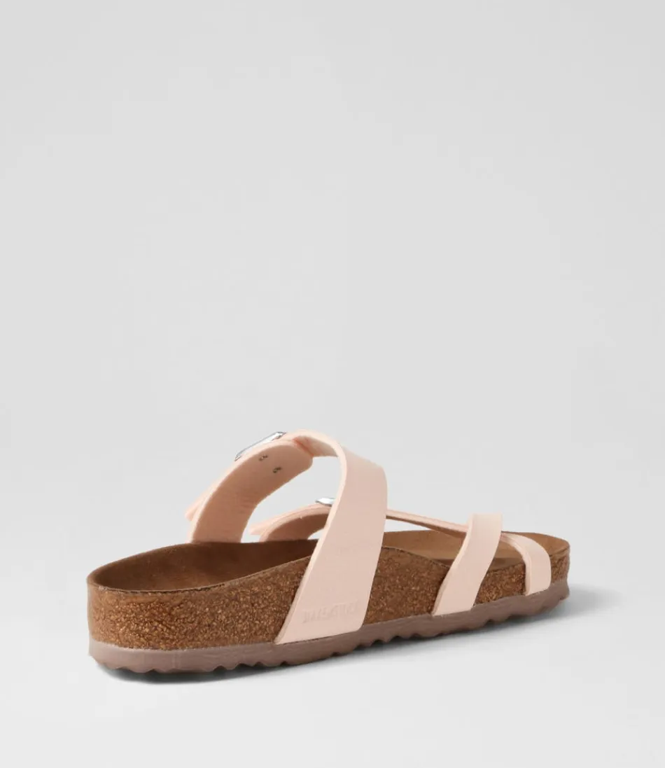 Sandales BIRKENSTOCK Mayari Femme - Confort Optimal en Cuir Végétal Respirant avec Semelle Birkibuc, Teinte Rosé Sable Tendance Printemps-Été