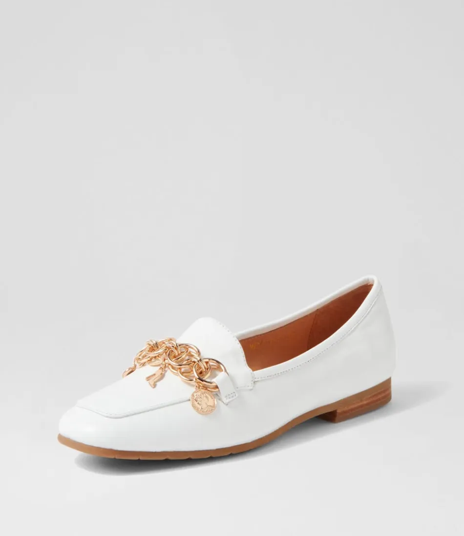 Mocassins élégants pour femme en cuir blanc - Collection Haut de Gamme Mennat
