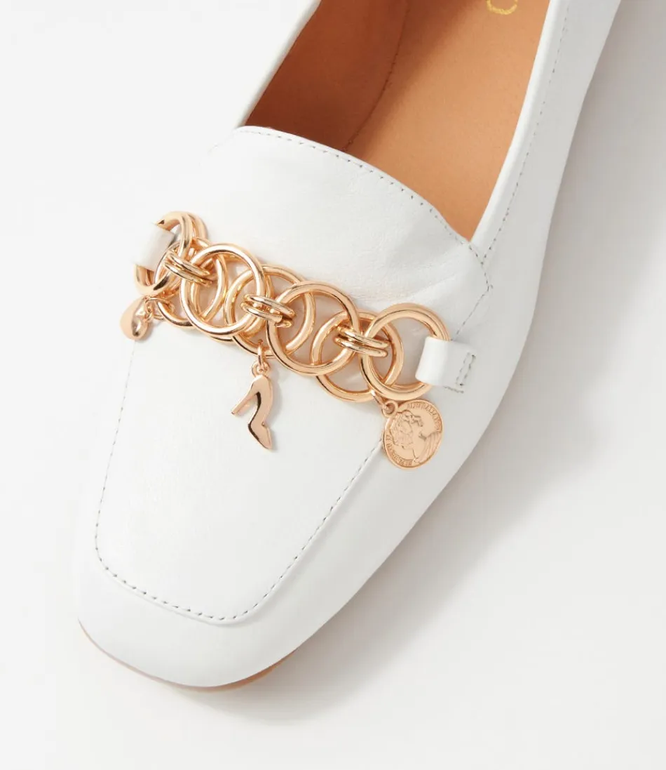 Mocassins élégants pour femme en cuir blanc - Collection Haut de Gamme Mennat