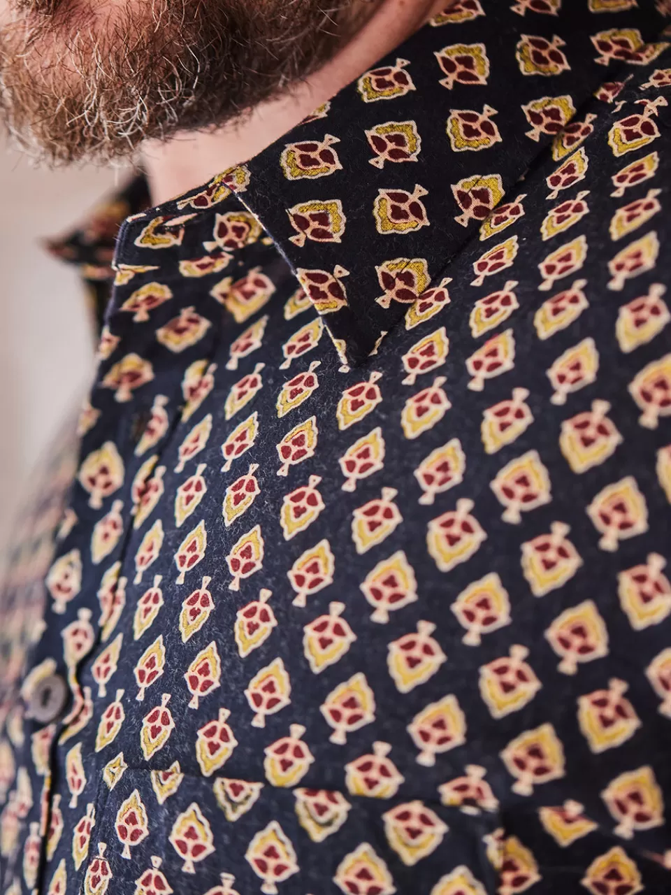 Tunique artisanale Nuit Étoilée - Motif estampillé main Collection Avril Élégance estivale