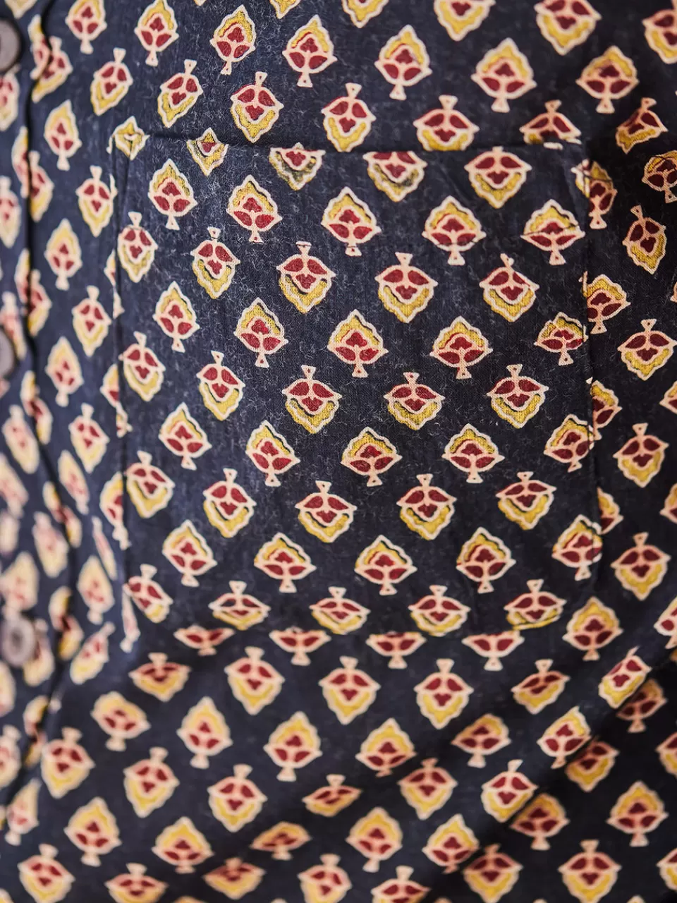 Tunique artisanale Nuit Étoilée - Motif estampillé main Collection Avril Élégance estivale