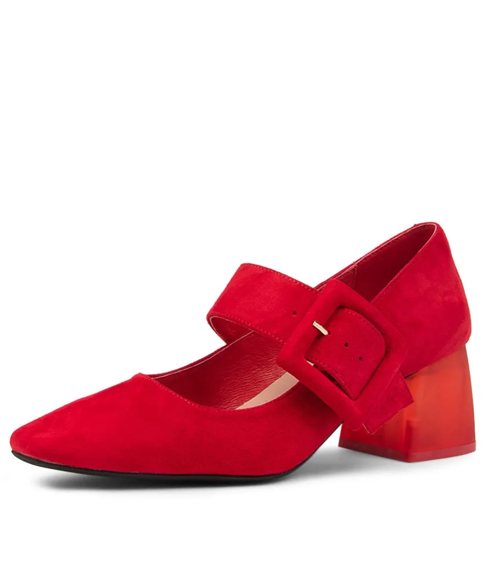 Escarpins Femme Milsom en Daim Rouge - Django & Juliette - Talons Hauts Élégants en Cuir Souple
