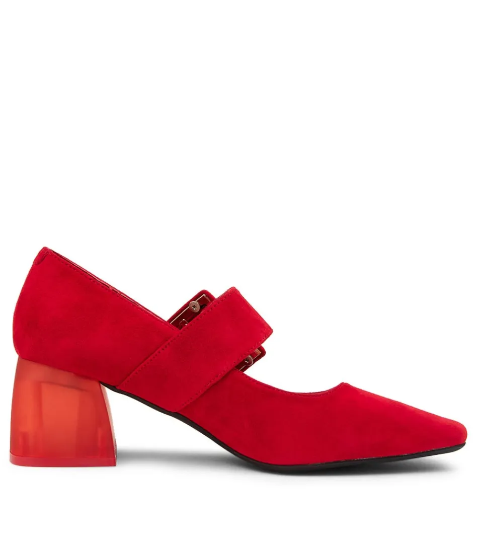 Escarpins Femme Milsom en Daim Rouge - Django & Juliette - Talons Hauts Élégants en Cuir Souple