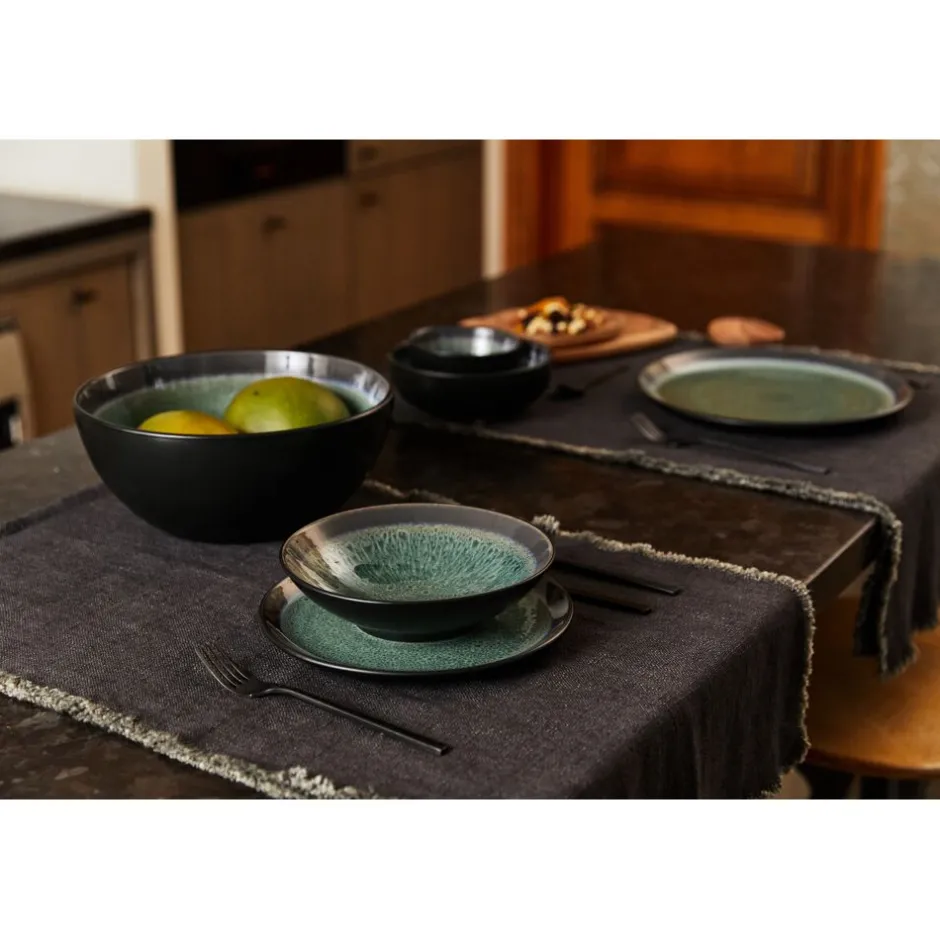 Saladier en grès émaillé Pomax Vaisselle - Collection Mirha Esmeralda  
Dimensions généreuses (25,4 cm x 10,9 cm) - Ton vert vibrante pour vos présentations culinaires