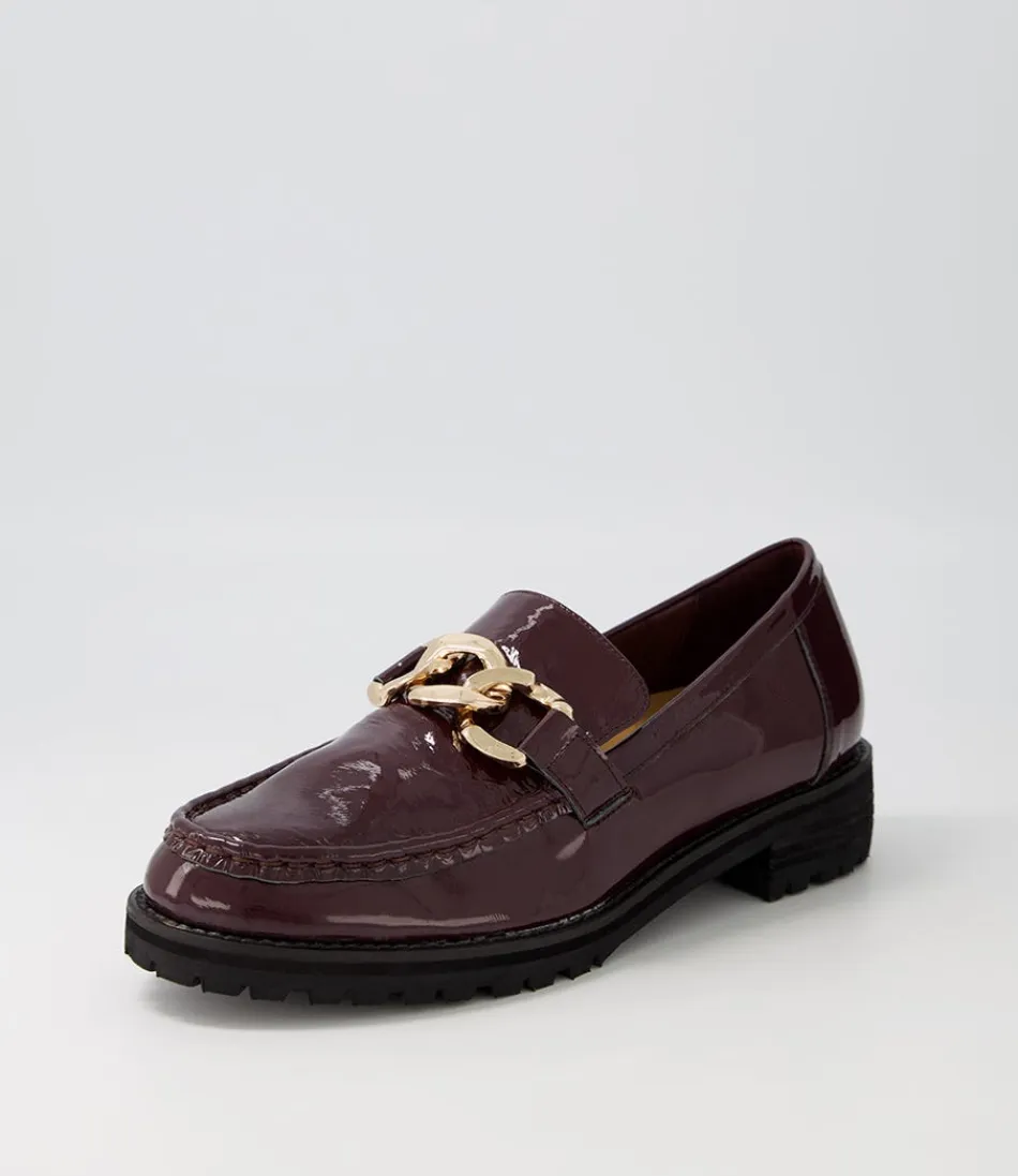 Mocassins ZIERA Misima W - Cuir Vernis Bordeaux Élégant pour Femme, Confort Féminin et Style Urbain