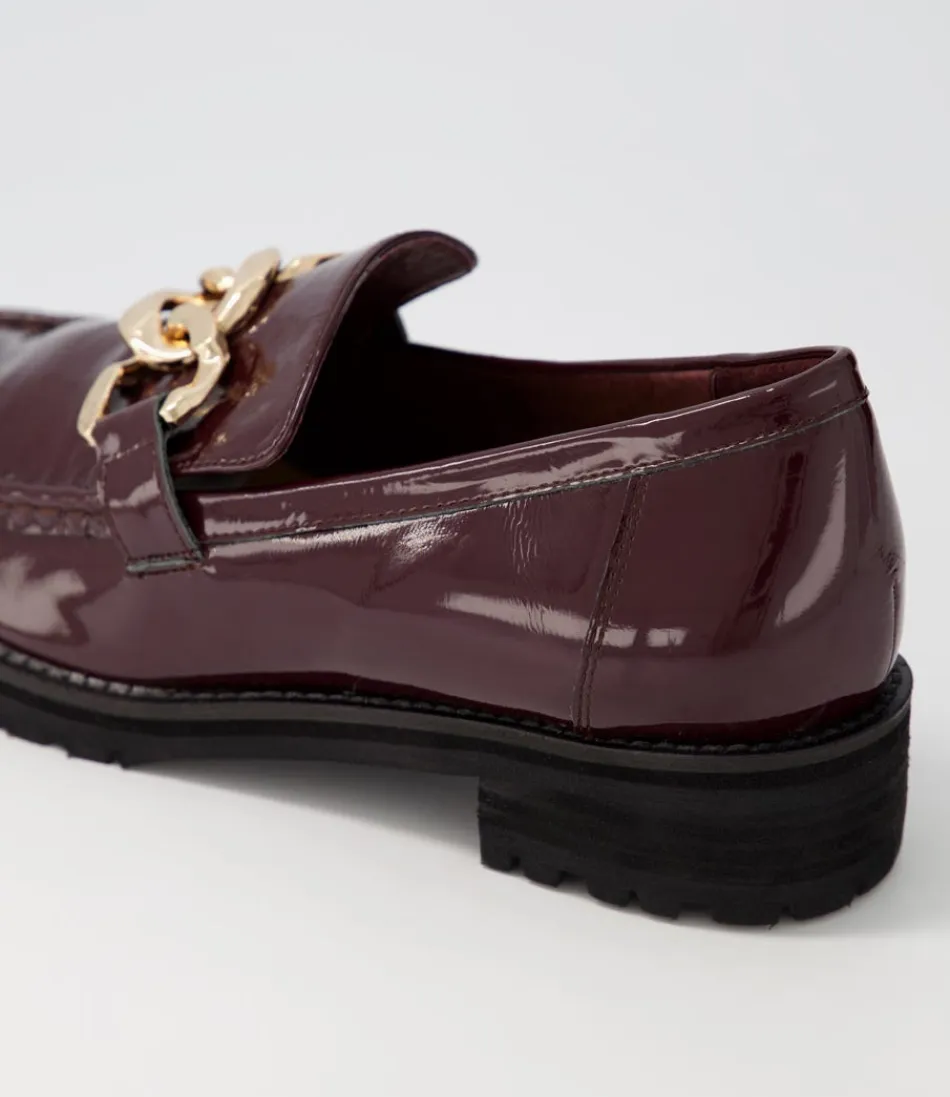 Mocassins ZIERA Misima W - Cuir Vernis Bordeaux Élégant pour Femme, Confort Féminin et Style Urbain