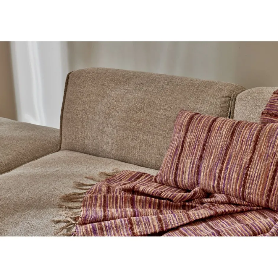 Coussin décoratif Pomax Nataraj - Housse amovible en mélange lin et viscose - Dimensions 50x30 cm - Couleur prune veloutée - Textile doux et respirant pour intérieur contemporain