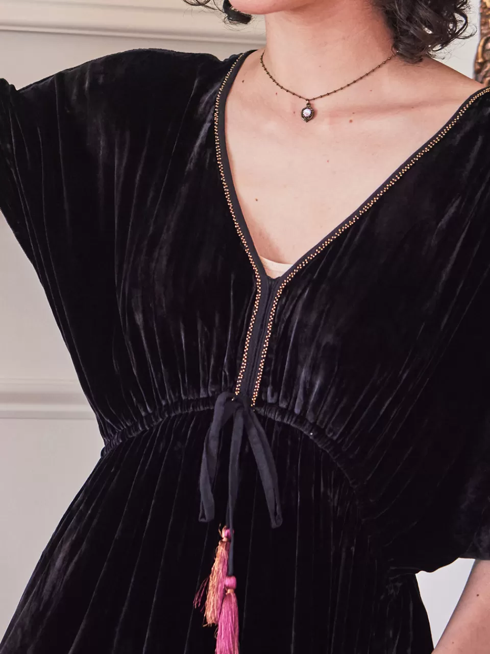 Élégante Robe d'Automne en Velours Nicole - Création Exclusive April Cornell - Coupe Flatteuse pour Soirées Chics