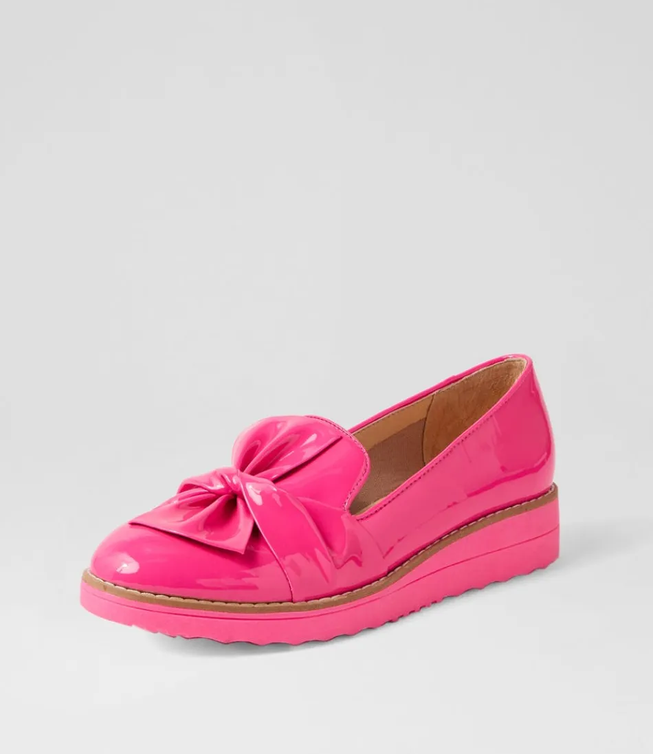 Mocassins Oclem Femme en Cuir Verni Rose Vif - Collection Haut de Gamme