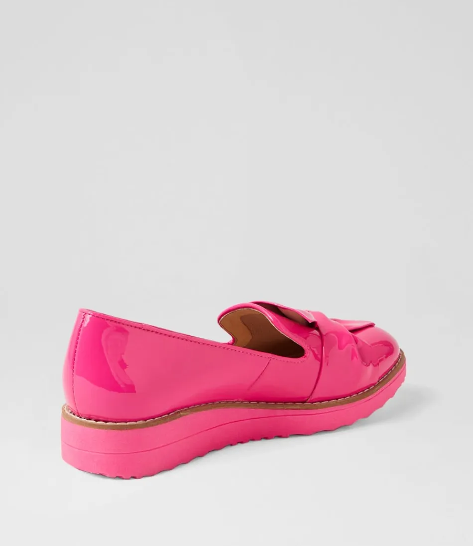 Mocassins Oclem Femme en Cuir Verni Rose Vif - Collection Haut de Gamme