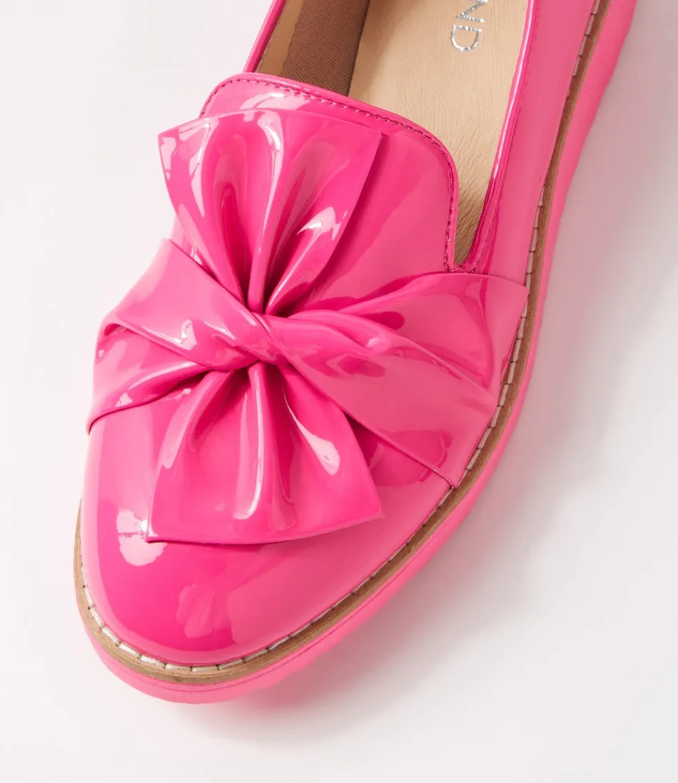 Mocassins Oclem Femme en Cuir Verni Rose Vif - Collection Haut de Gamme