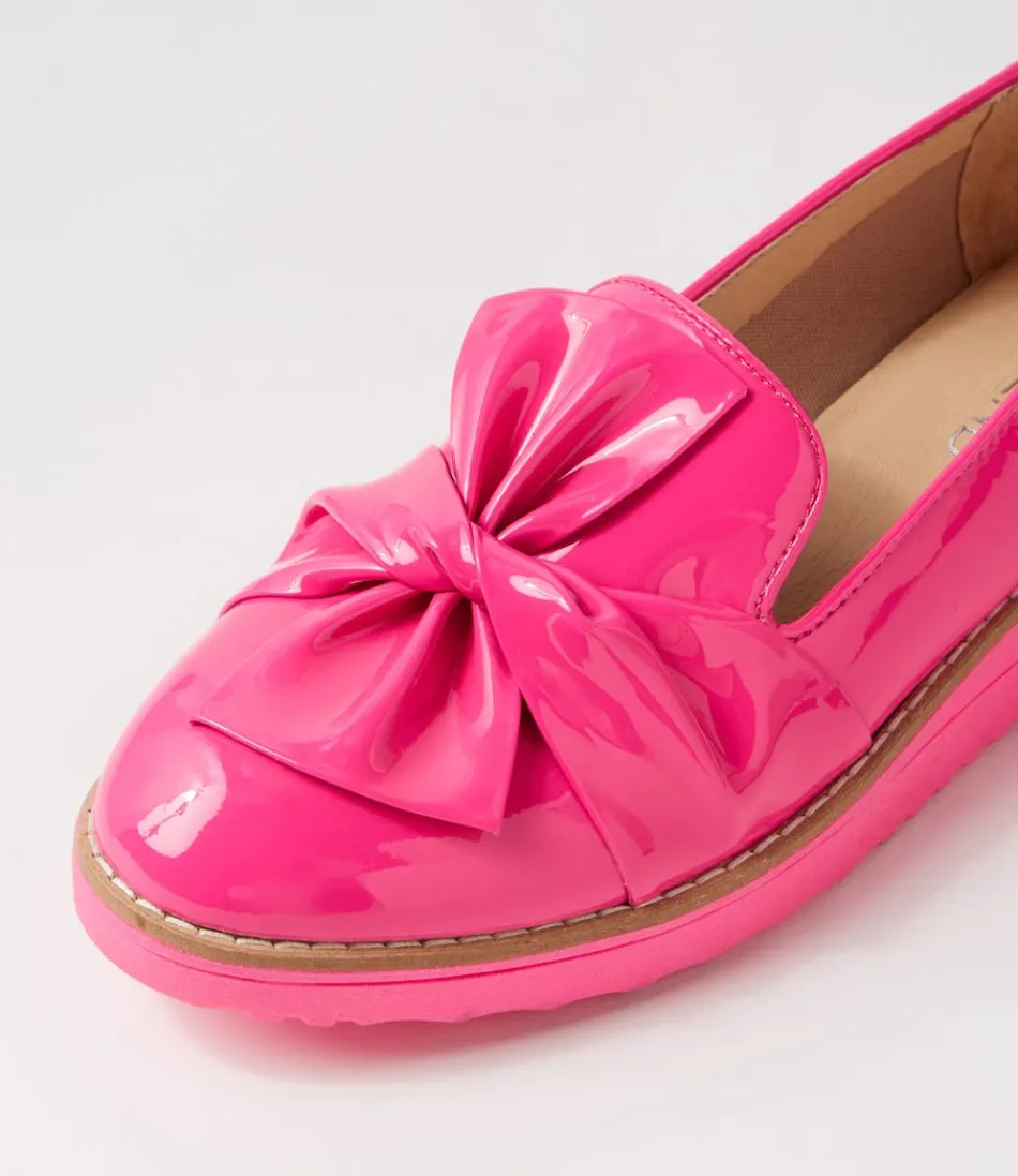 Mocassins Oclem Femme en Cuir Verni Rose Vif - Collection Haut de Gamme
