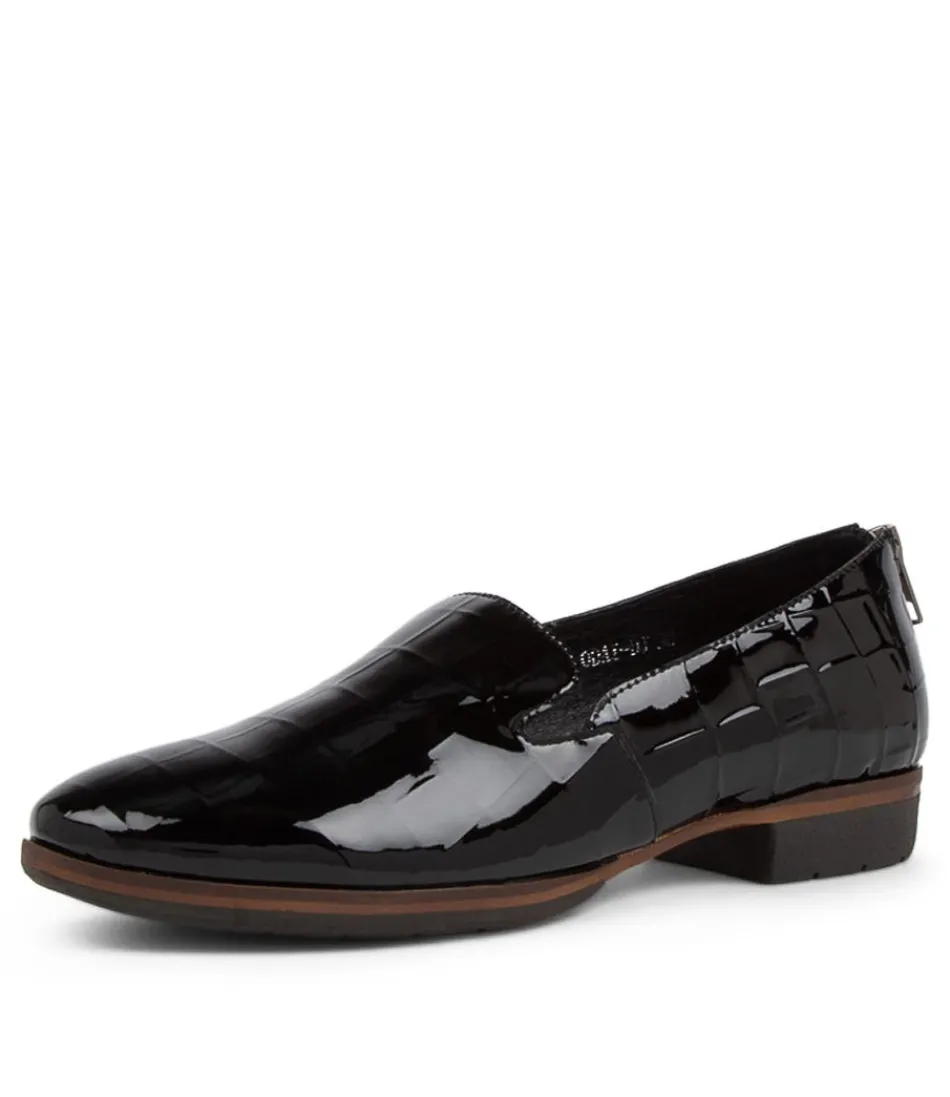 Mocassins Femme Django & Juliette - Modèle Odai en Cuir Verni Noir Brillant