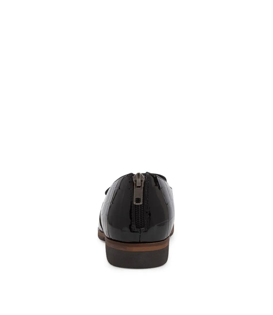 Mocassins Femme Django & Juliette - Modèle Odai en Cuir Verni Noir Brillant