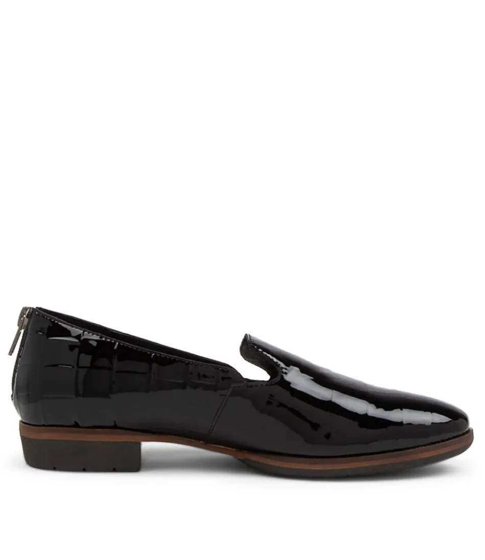 Mocassins Femme Django & Juliette - Modèle Odai en Cuir Verni Noir Brillant