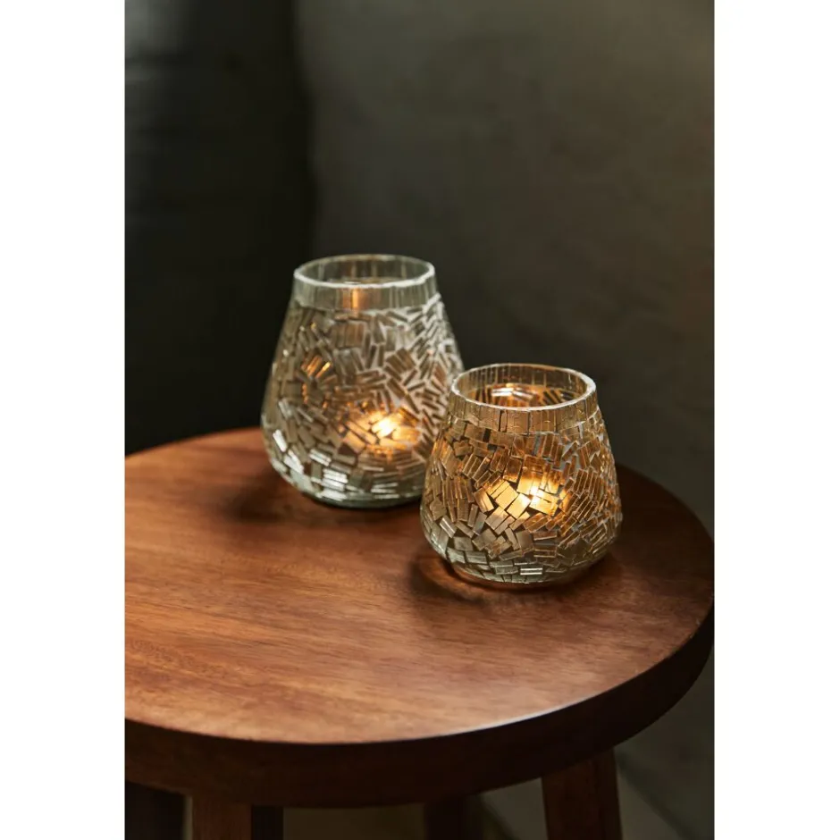 Photophore décoratif OLAF en verre dépoli - Lumière tamisée pour ambiance chaleureuse - Dimensions 9 cm de diamètre sur 9 cm de hauteur - Finition blanc crème Pomax