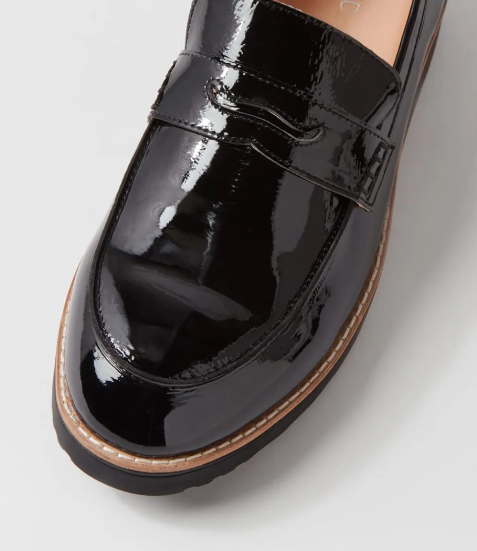 Mocassins Oley en Cuir Verni Noir - Élégance Intemporelle pour Femme (Modèle Haut de Gamme)