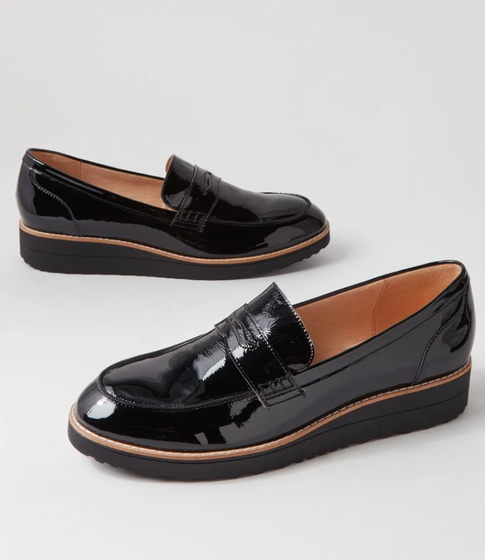 Mocassins Oley en Cuir Verni Noir - Élégance Intemporelle pour Femme (Modèle Haut de Gamme)