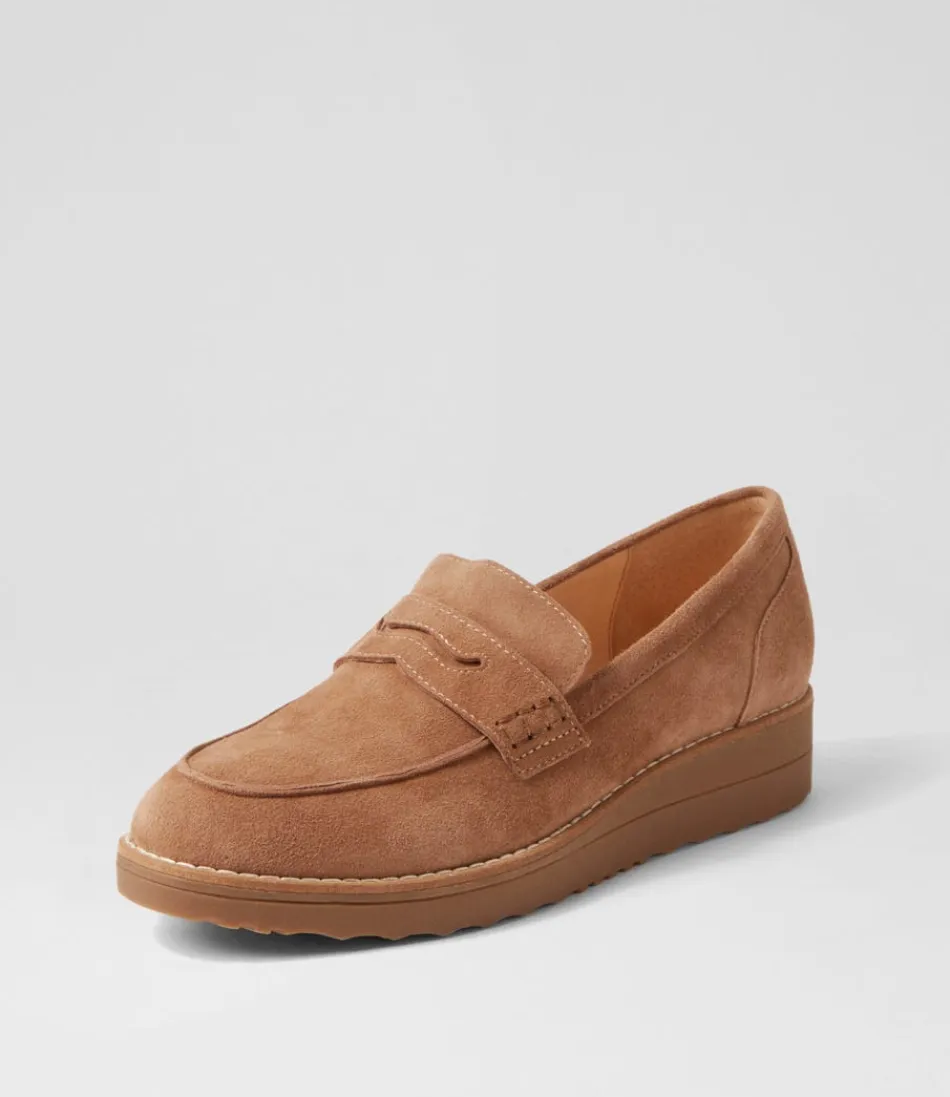Mocassins Haut de Gamme pour Femme - Oley en Daim Chocolat Clair, Style Décontracté Élégant