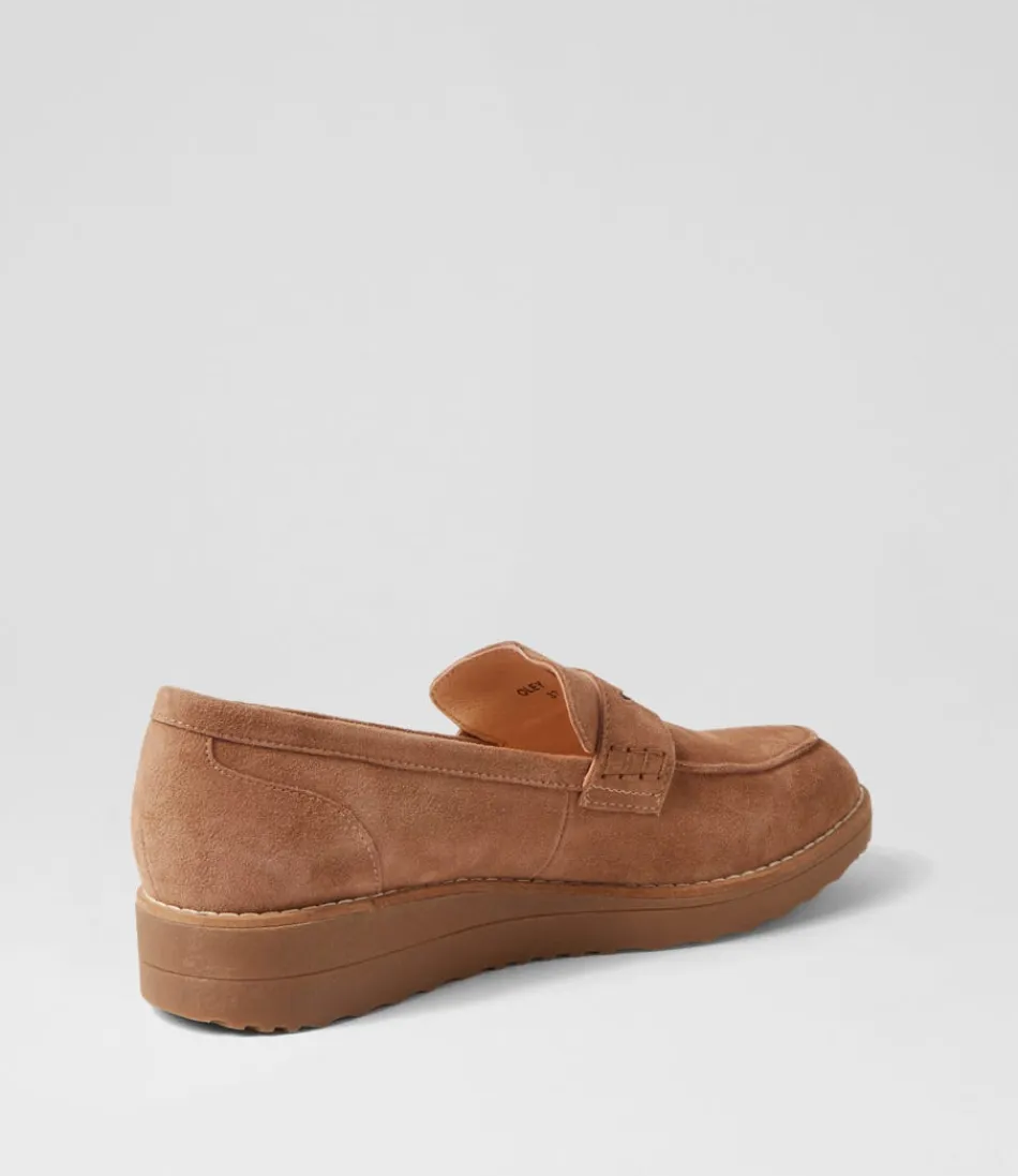 Mocassins Haut de Gamme pour Femme - Oley en Daim Chocolat Clair, Style Décontracté Élégant