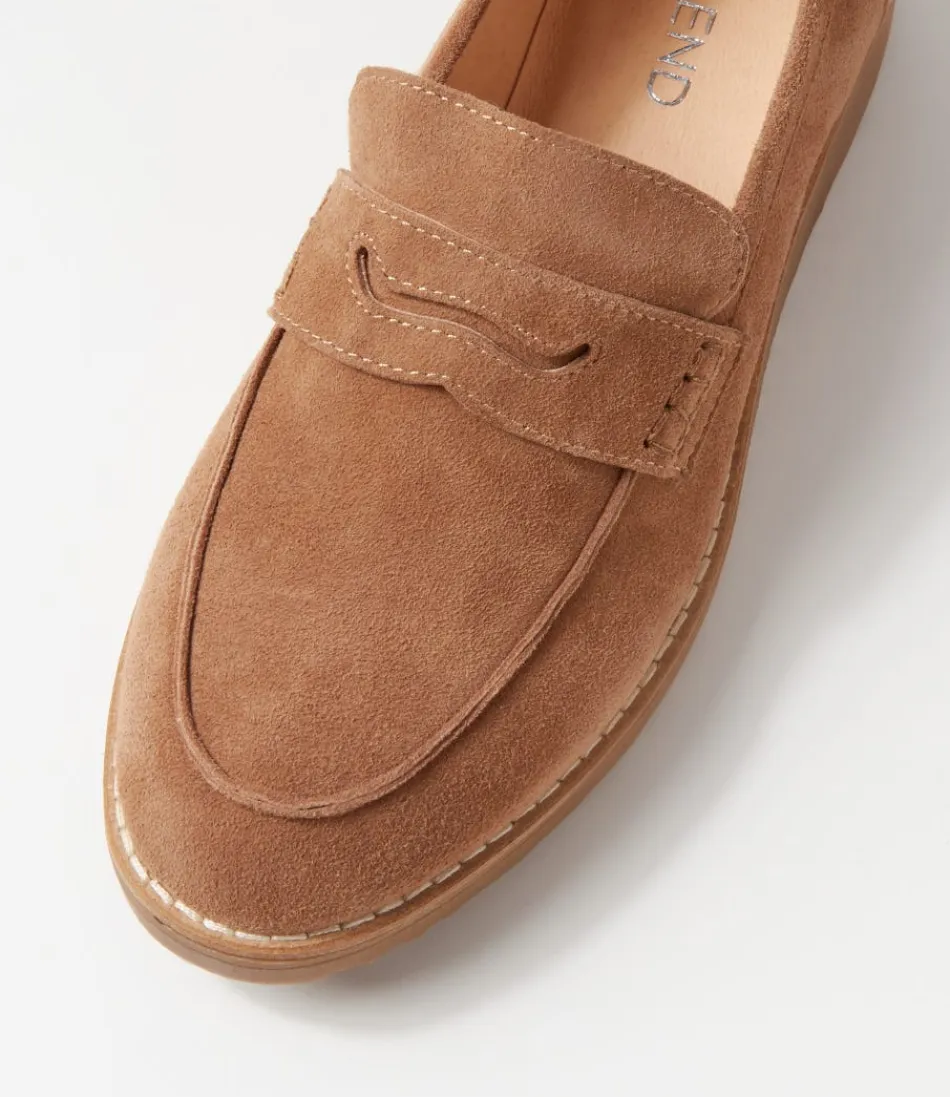 Mocassins Haut de Gamme pour Femme - Oley en Daim Chocolat Clair, Style Décontracté Élégant