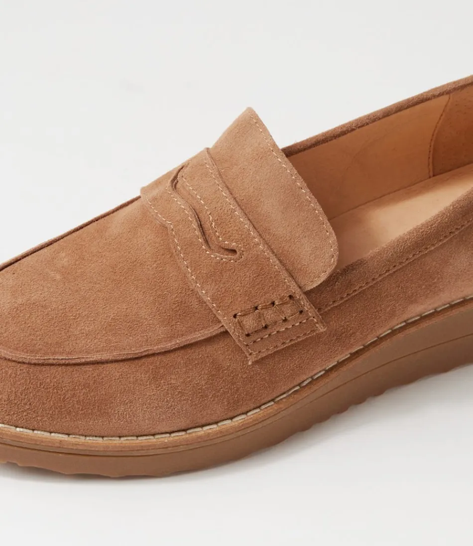 Mocassins Haut de Gamme pour Femme - Oley en Daim Chocolat Clair, Style Décontracté Élégant