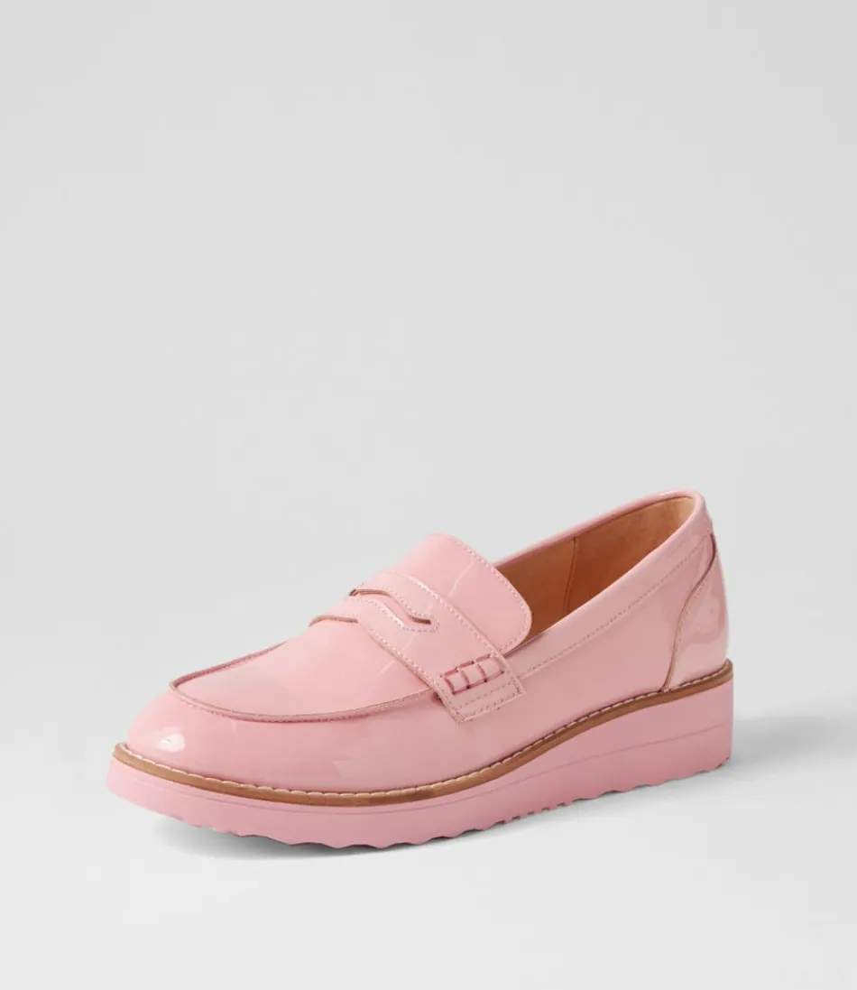 Mocassins Femme Élégants Oley - Cuir Vernis Rose Lumineux, Design Haut de Gamme