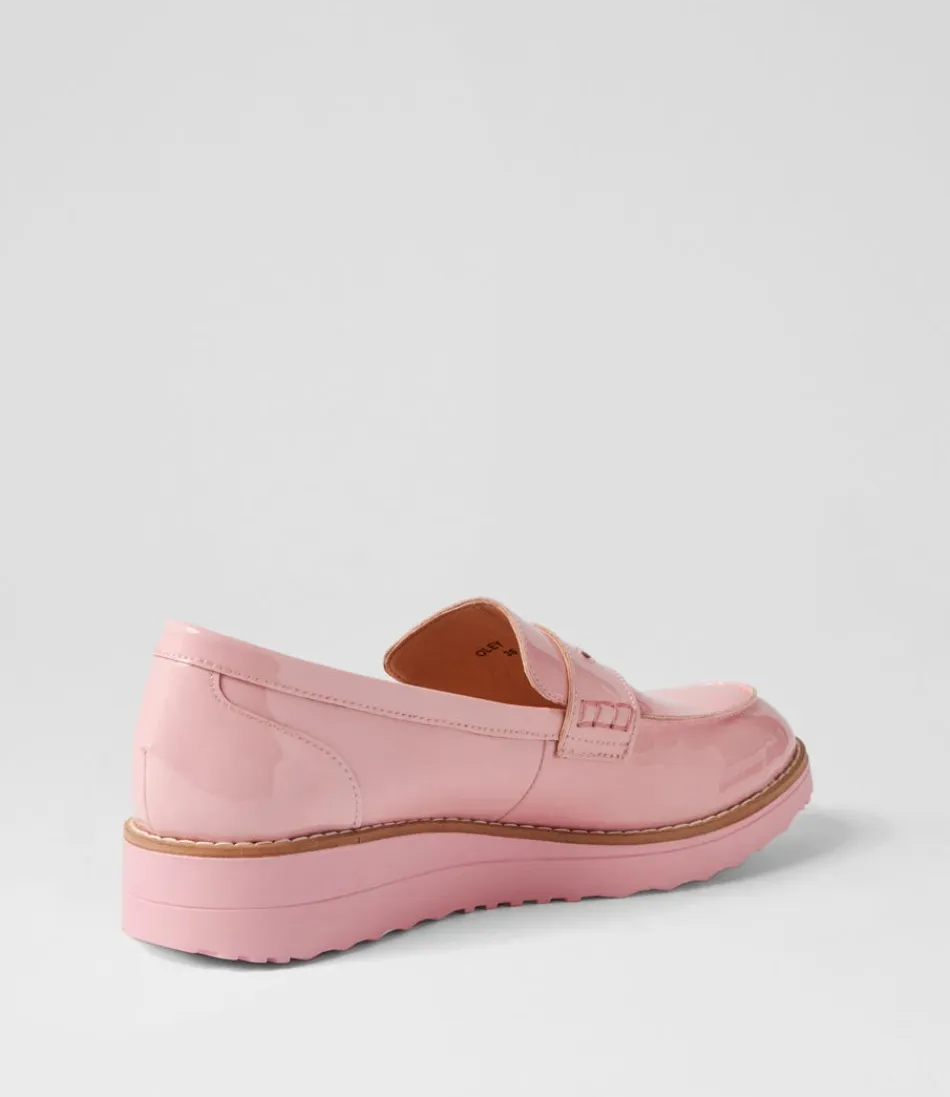 Mocassins Femme Élégants Oley - Cuir Vernis Rose Lumineux, Design Haut de Gamme