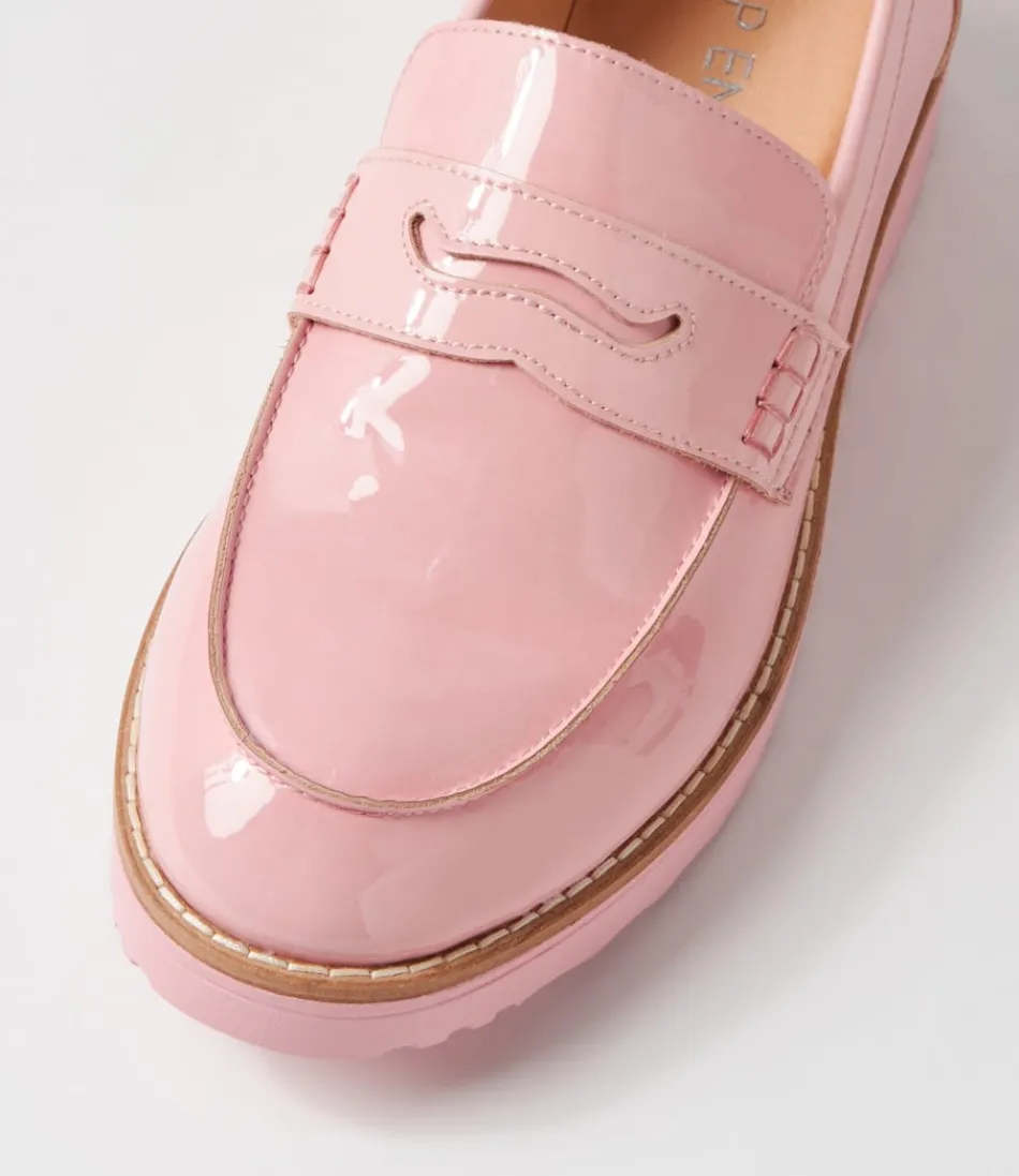 Mocassins Femme Élégants Oley - Cuir Vernis Rose Lumineux, Design Haut de Gamme