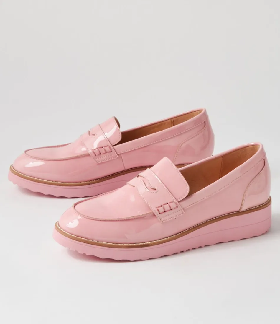 Mocassins Femme Élégants Oley - Cuir Vernis Rose Lumineux, Design Haut de Gamme