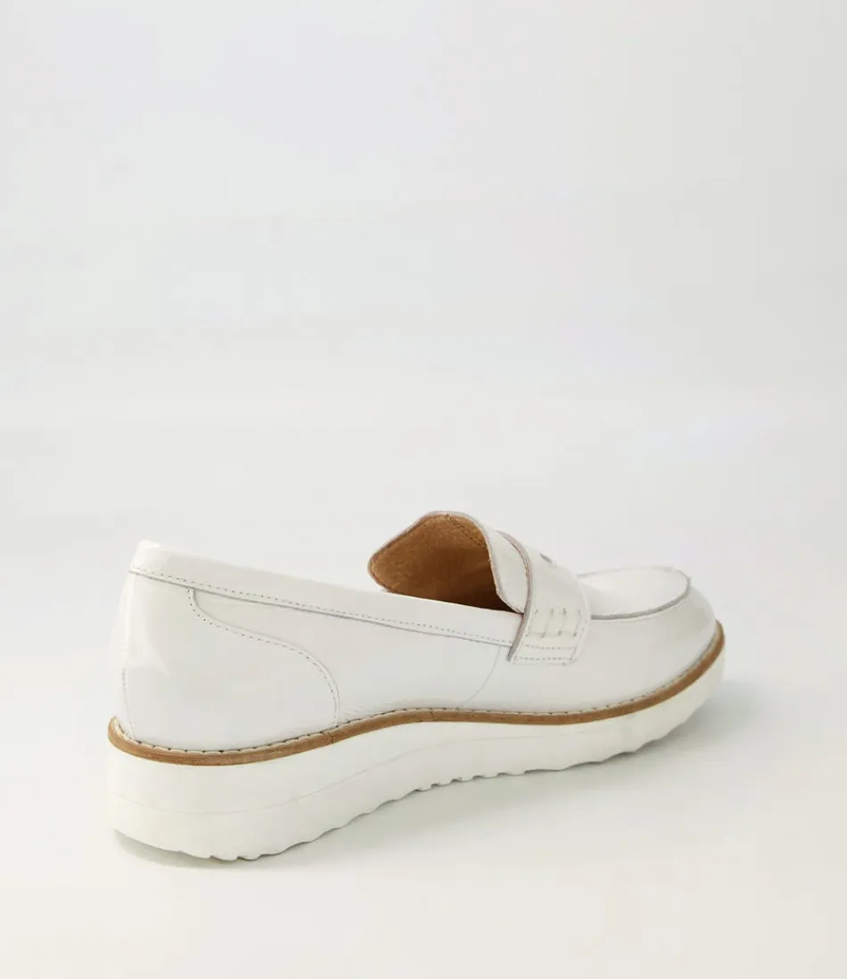Mocassins Haut de Gamme pour Femme - Brillant Blanc Verni - Chaussures Plates Confortables OLEY 

(Version sophistiquée avec : marque en fin de phrase, ajout de traits d'union, variante de 