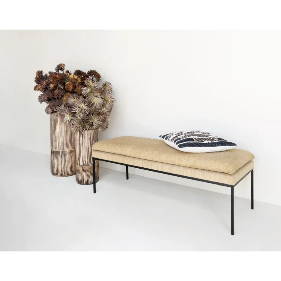 Décoration florale métallique ORPHEA par Pomax Fleurs - Composition durable en métal texturé (108 cm) avec teinture safranée pour intérieur