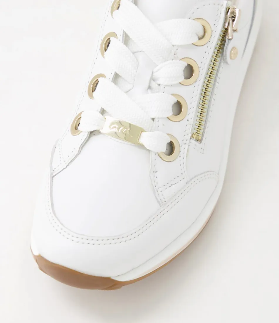 Sneakers Femmes ARA Confort - Modèle Osaka-87 en Cuir Souple Or Clair, Style Urbain & Détails Dorés Discrets
