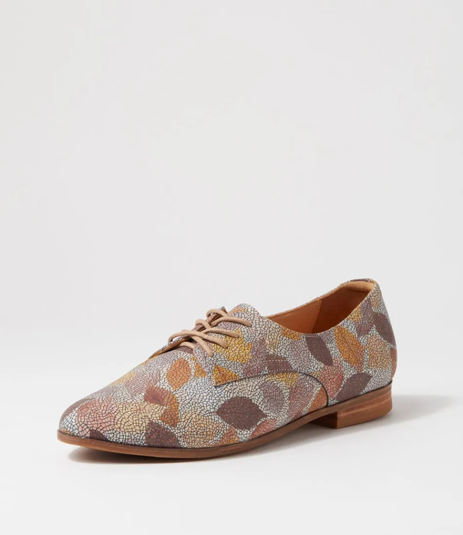 Escarpins femme ZIERA Oscar XF - Ballerines en cuir doré feuillé à lacets, confort optimal pour journée élégante